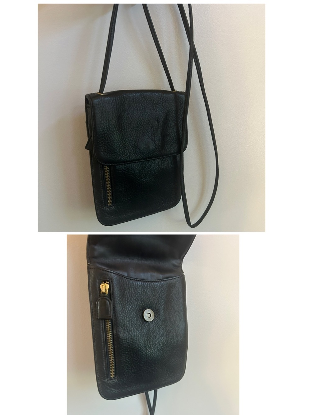 Nine West Black Pebbled Leather Crossbody Bag Small Leather Well Made